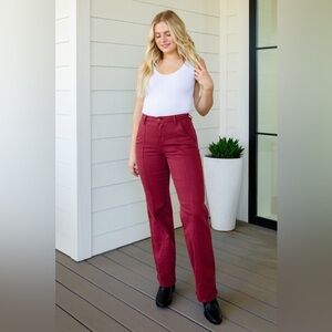 JUDY BLUE HIGH RISE FRONT SEAM STRAIGHT JEANS IN BURGUNDY  32 # JB88800
